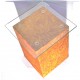 Kartnori multipurpose medium size square side table with transparent glass top - No Storage  , SDLX II , TIGERWOOD Color