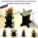 Foldable I Shape Glass Top Side Table Medium Blacksheep