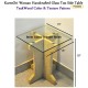 Foldable I Shape Glass Top Side Table Medium Teakwood